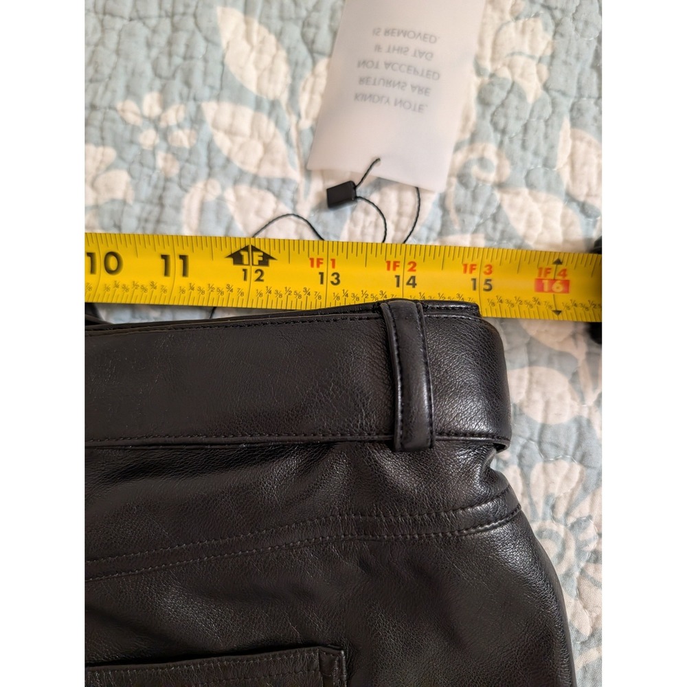 LOBA Sagrada Low Rise Pants Revolve Black Faux Leather Heart Belt Bootcut M NEW - Picture 9 of 13